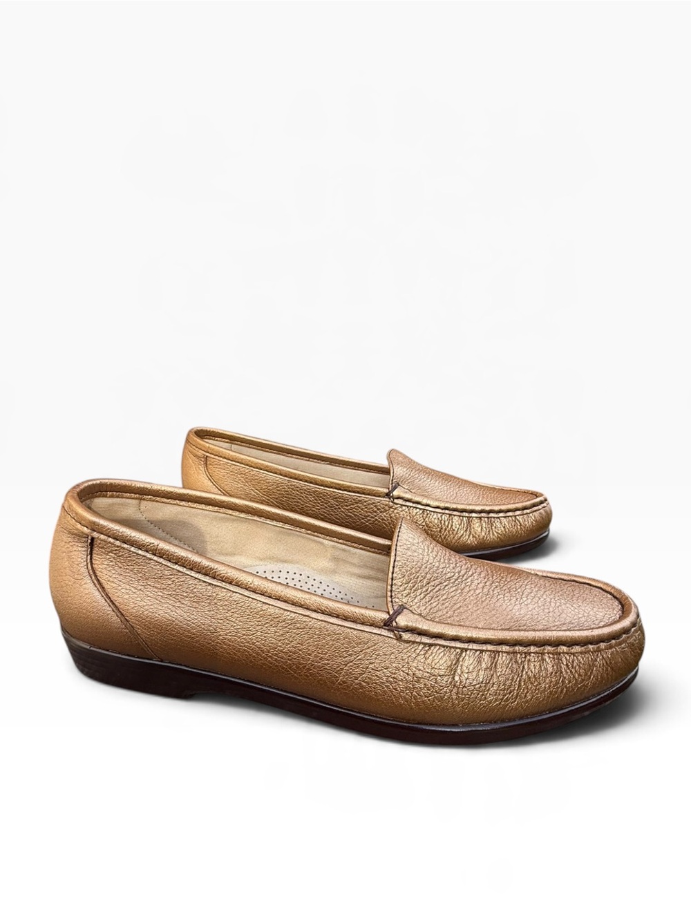 SAS Simplify Loafers Metallic Bronze Leather Slip On Shoes Size 9.5 M